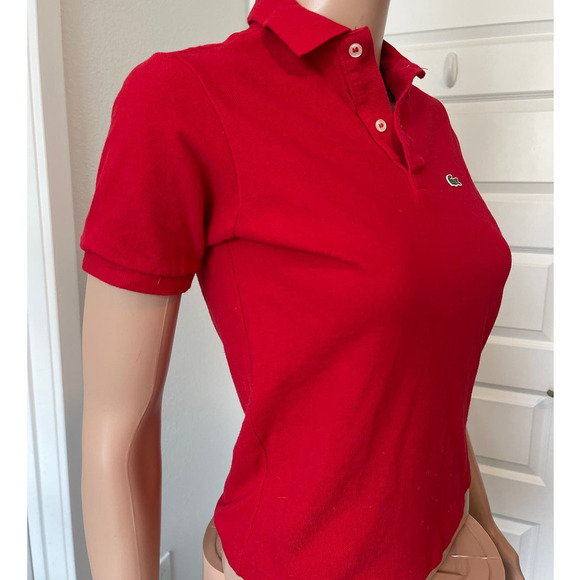 Lacoste Red Polo Shirt Youth Sz 12 Gently used - Picture 4 of 10
